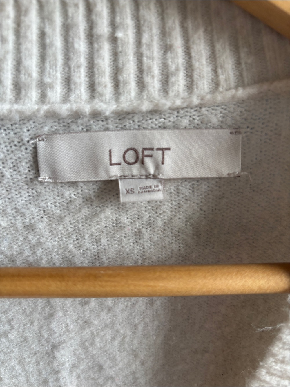 LOFT Cream Button-Front Ribbed Trim Cardigan - Picture 2 of 2